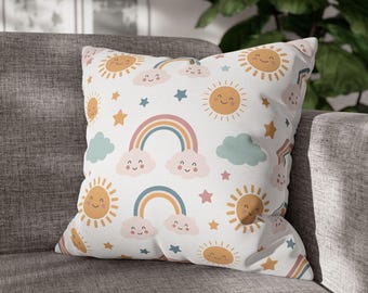 Kids Nursery Rainbow Pillowcase: Children’s Playroom Decor