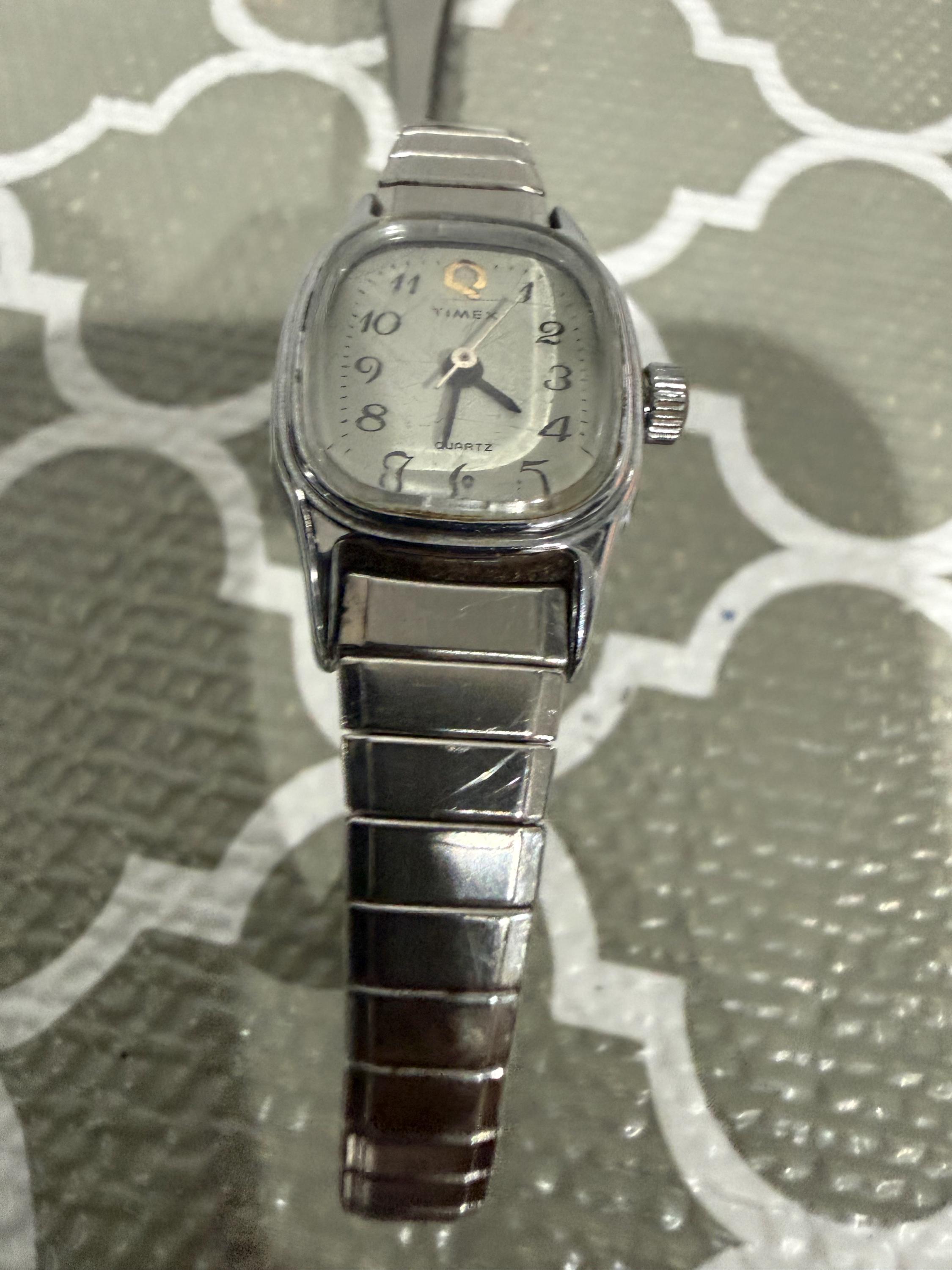 Working Timex Square Womens Watch Silver Tone 28mm Fancy Leather Band MINT Cond Timex Square Watch - Etsy main image 3