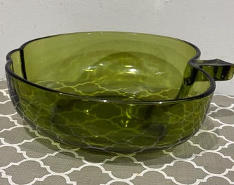 Vintage Anchor Hocking Chipsschale aus avocadogrünem Glas. Mid Century
