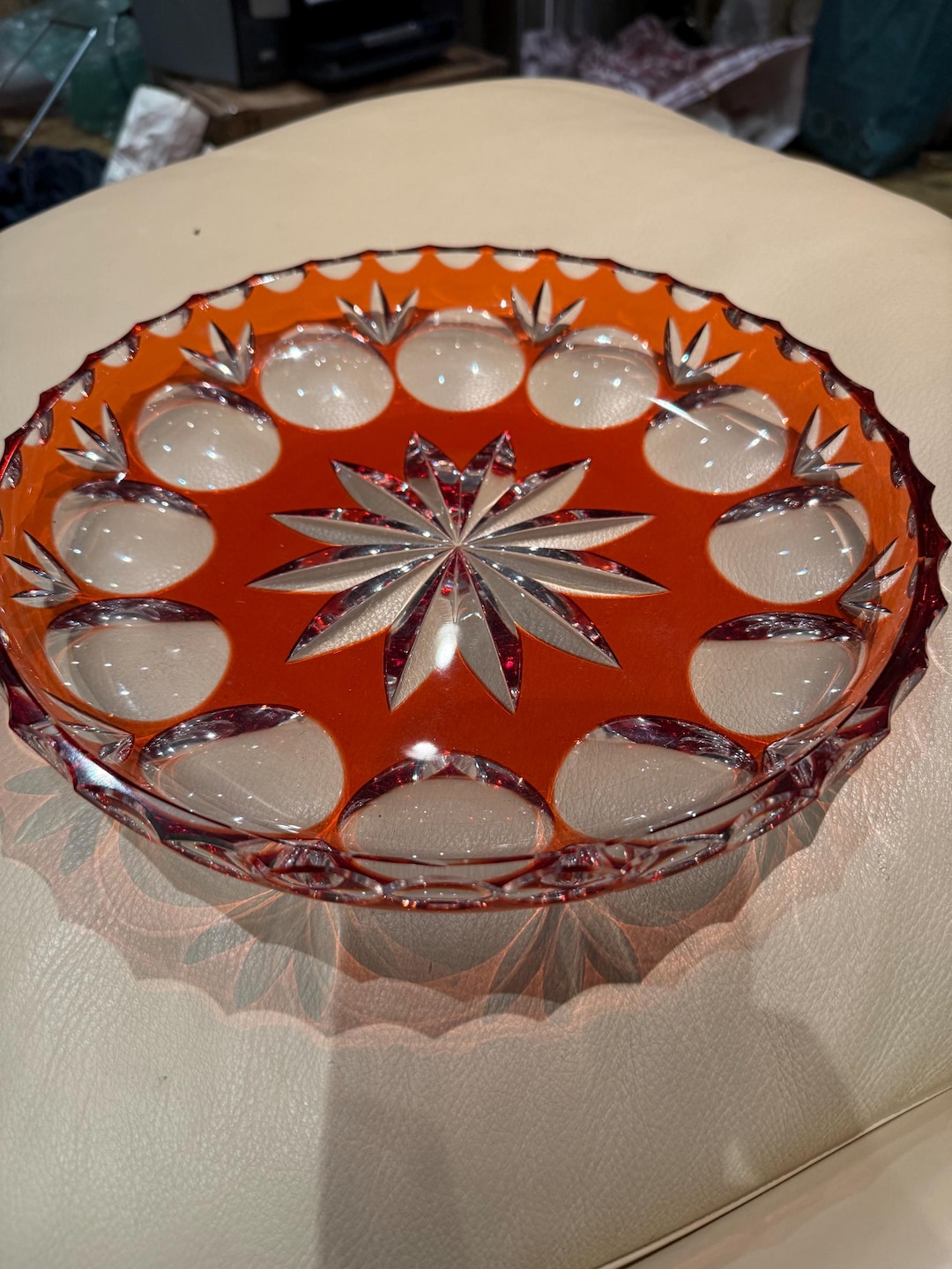 Ruby Plate Vintage Plate Hofbauer Bleikristall Ruby Red to Clear Cut Glass Platter ...
