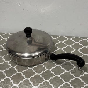 1940's Farberware 7” Aluminum Clad Stainless Steel Skillet Frying Pan & Lid NYC