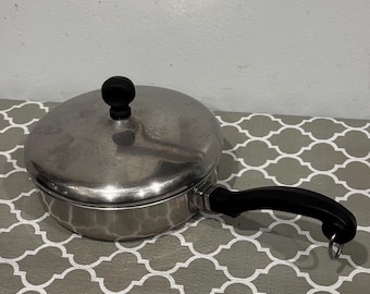 1940's Farberware 7” Aluminum Clad Stainless Steel Skillet Frying Pan & Lid NYC
