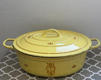 Vintage DRU Holland Gusseisen & Emaille Tulip bedeckt Backform