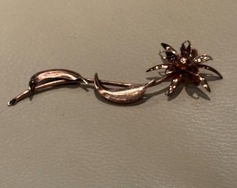 Vintage Kupfer Blume Pin Brosche groß 4-1 / 2 "gemaserte 3D
