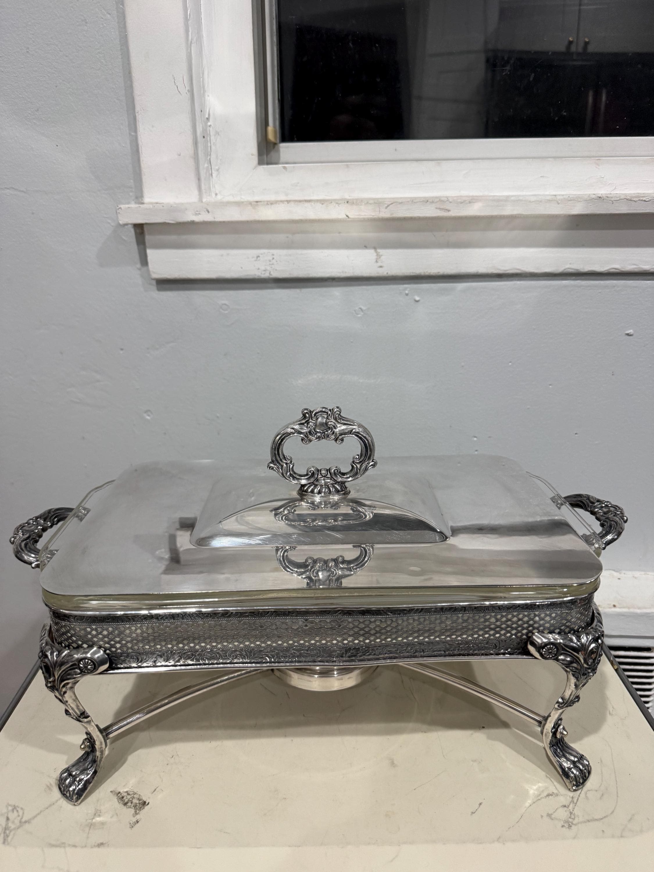 Vintage Silver Plate Chafing Dish Set La Reine By Wallace