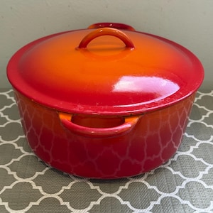 Cocotte En Fonte Ovale BELGIUM FE 14 3L - Orange Vintage - Compatible Gaz Et électrique
