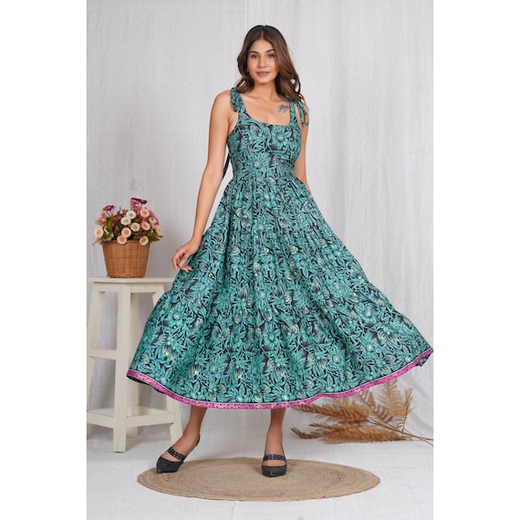 Rayon Viscose Floral Maxi Dress, Sleeveless Boho Summer Sundress Fit Flare