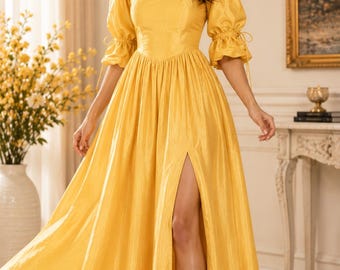 Yellow Silk Dupioni Fabric, Pure Silk Fabric by the Yard, Luxury Silk Dress Material, Bridal Fabric, Wedding Dress Fabric, Elegant Silk