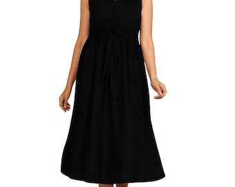 Black A Line Dress. Black Midi Dress. Casual Dress. Spandex Mid Calf Dress.  - Etsy