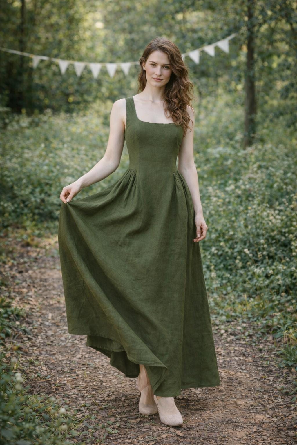 olive green linen maxi dress Linen Maxi Dress - Simple Linen Dress - Linen Spaghetti Strap Dress - Plus Size Clothing - Linen Dress Women - Linen Clothing