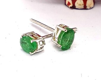 Natural Emerald Stud May Birthstone Earrings, Emerald Green Stud Earrings In Sterling Silver Extra Tiny Stud, Birthstone Stud Earrings.