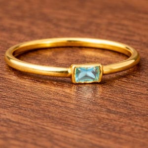 Baguette Birthstone Ring by Caitlyn Minimalist • Custom Stackable Gemstone Ring, Perfect for Everyday • Personalized Gifts for Mom