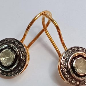 Victorian Rose Cut Polki Diamond Earrings Pave Diamond Earrings 92.5 % Sterling Vintage Diamond Hoop Earrings Diamond Dangle Drop Earrings