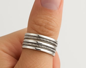 Anello per il pollice - Anello per il pollice multistrato - Anello in argento massiccio - Regalo - Regalo di Natale per lei - Delicato anello aperto in stile boho - Gioiello intrecciato per donna