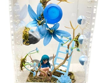 Custom 4x4x8 Blue Fairy Fantasy Jumping Spider Enclosure | Pre Made Acrylic Spider Habitat
