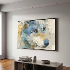 Wolf Portrait Canvas Wall Art - Expressive Watercolor Print