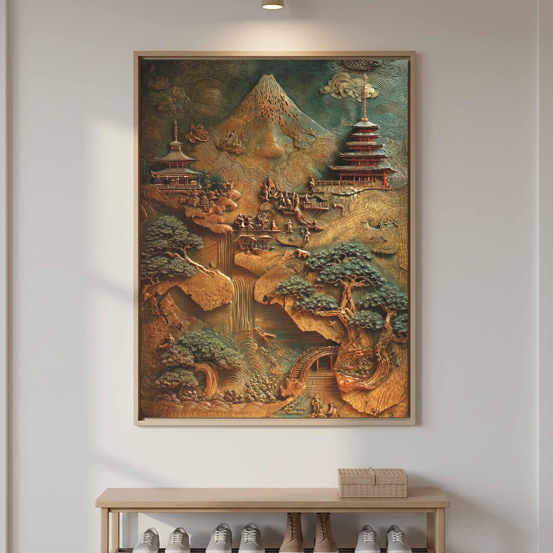 Japanese Mountain Landscape Canvas Print - Traditional Art - Etsy
