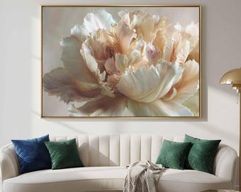 Soft Tulip Canvas Art - Elegant Neutral Floral Wall Print