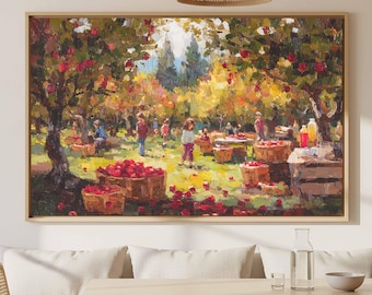 Apple Orchard Canvas Print - Fall Harvest Impressionist Art