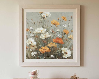 Vintage Wildflower Canvas Print - Rustic Floral Wall Art