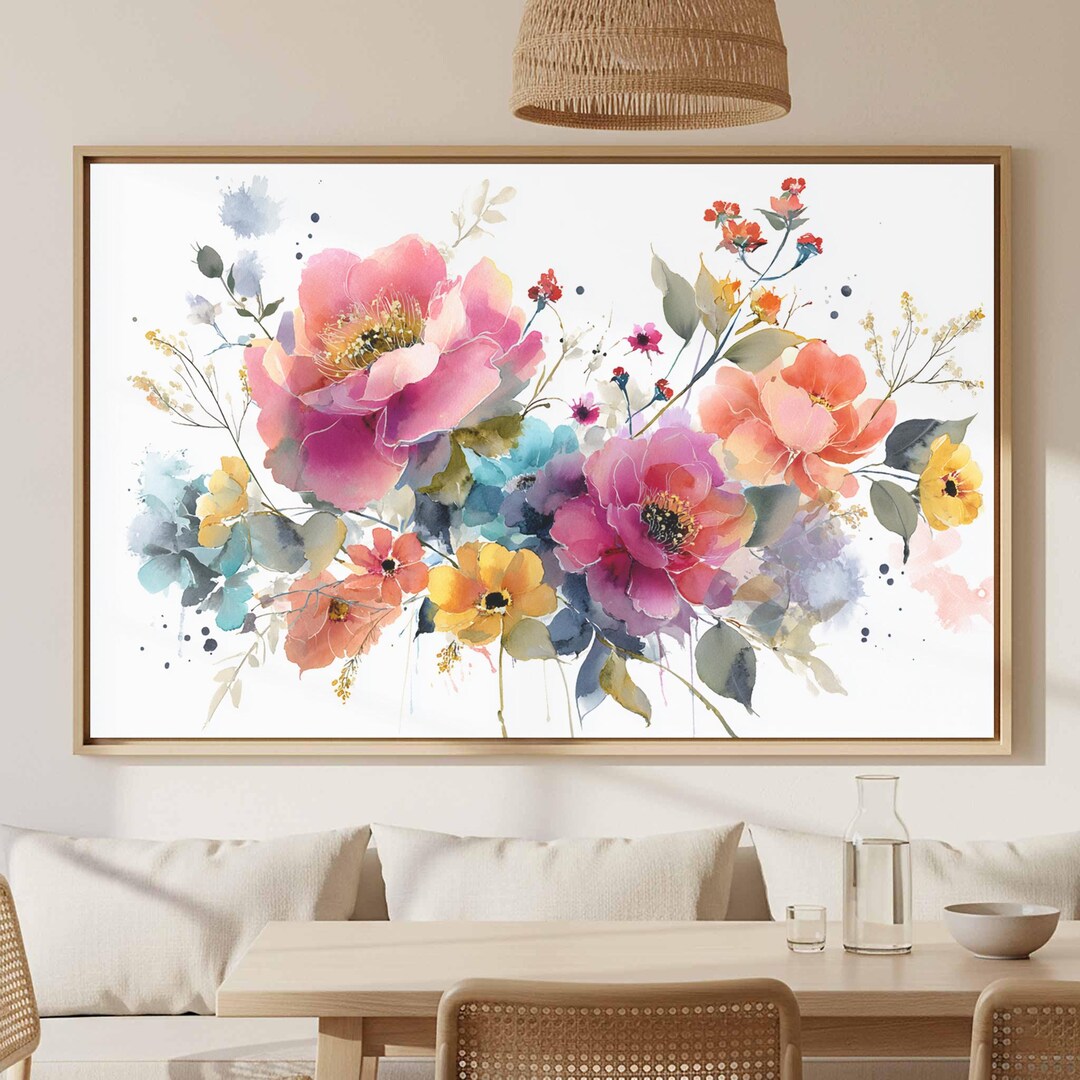 Watercolor Wildflower Wall Art - Floral Canvas Print Decor - Etsy