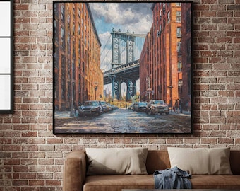Manhattan Bridge DUMBO Brooklyn Canvas Art - NYC Cityscape Print