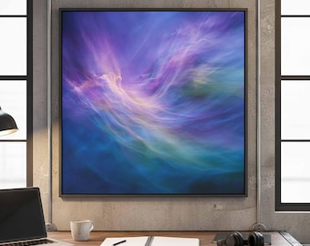 Abstract Swirl Canvas Wall Art - Vibrant Blue Purple Flow Print