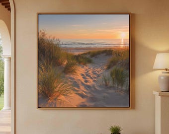 Coastal Beach Path Canvas Wall Art - Sunset Dunes Print