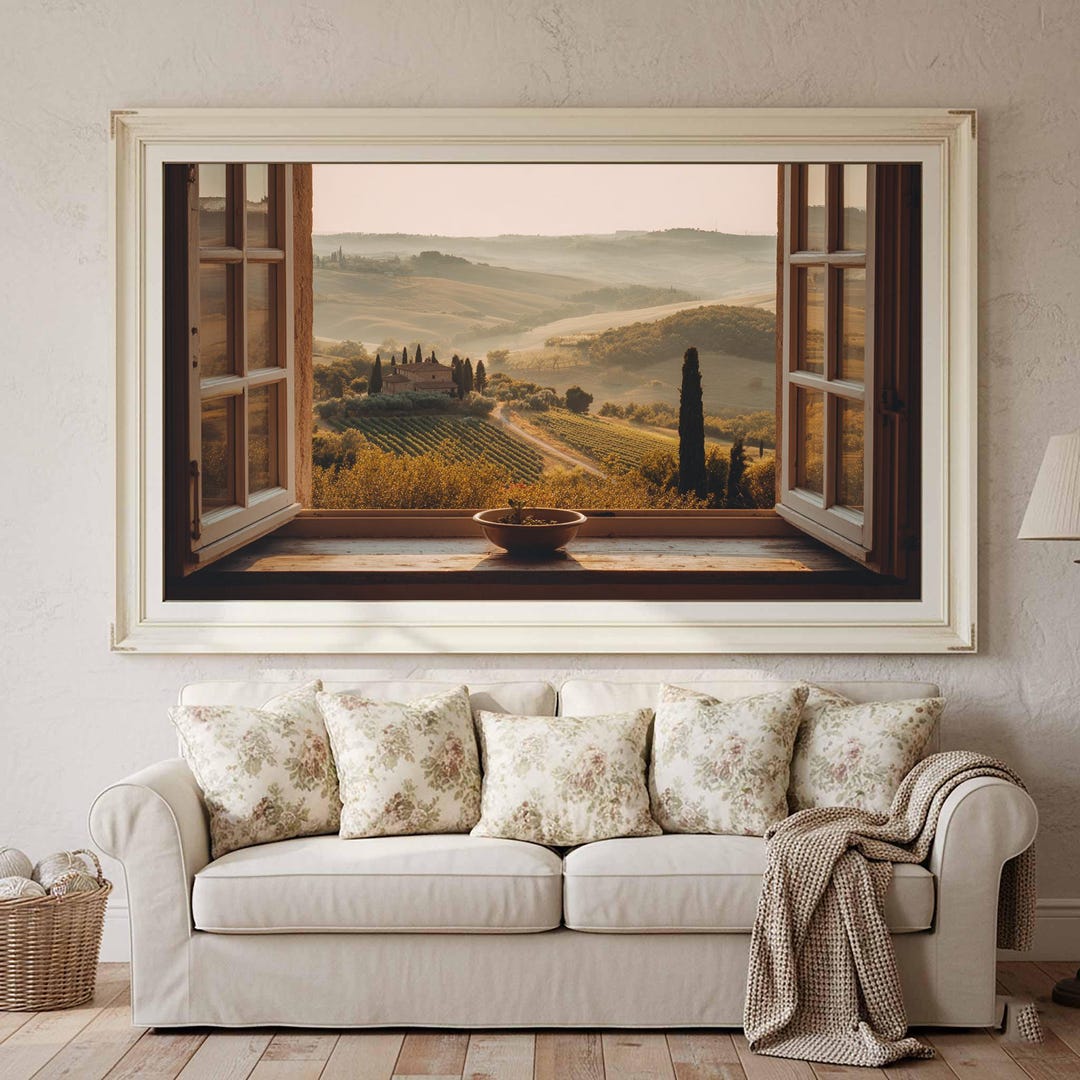 Tuscan Window View Tuscany Window View Canvas Print - Countryside Vineyard Art - Etsy
