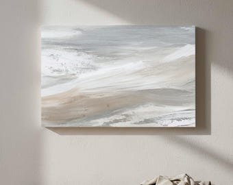 Abstract Gray Beige Canvas Wall Art - Modern Neutral Print