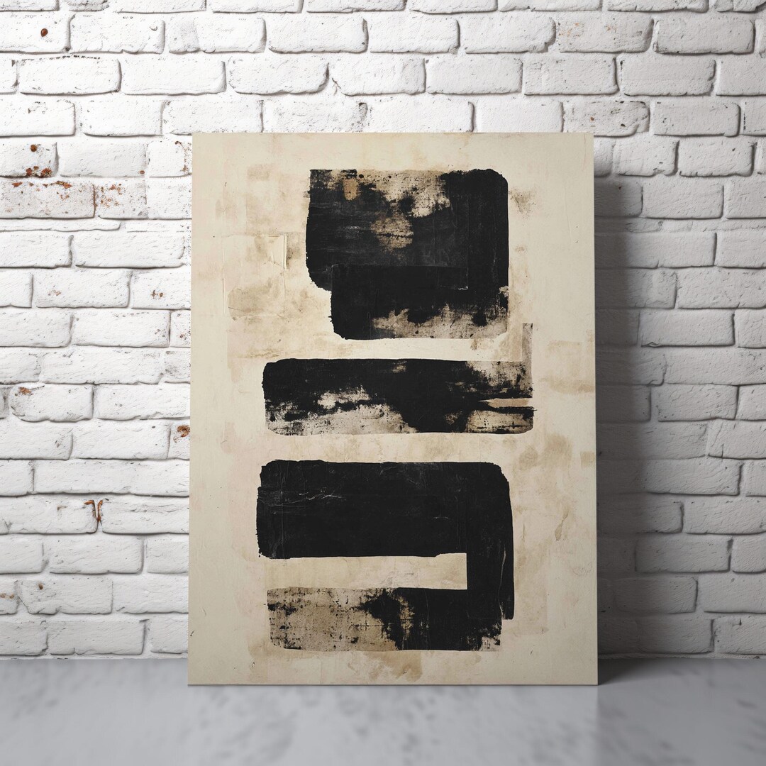 Minimalist Abstract Wall Art - Modern Black Geometric Canvas Print - Etsy