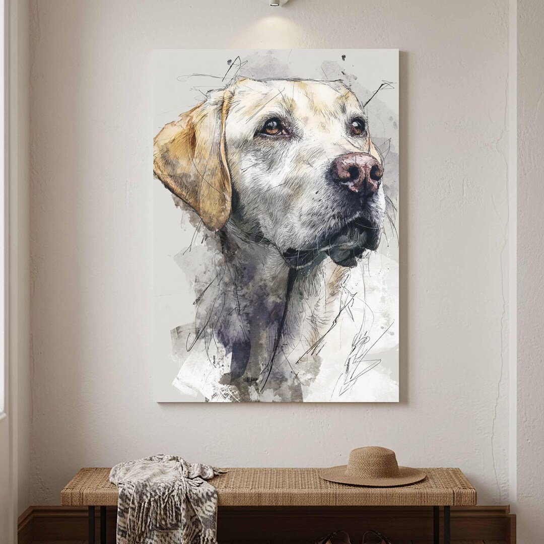 Labrador Dog Portrait Canvas Print - Watercolor Pet Wall Art - Etsy