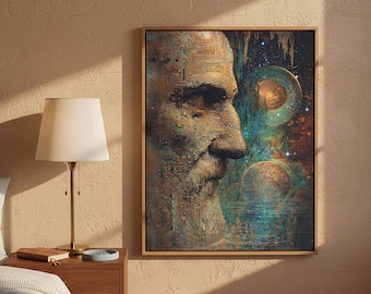 Ancient Tech Portrait Canvas - Cyberpunk Circuit Board Art
