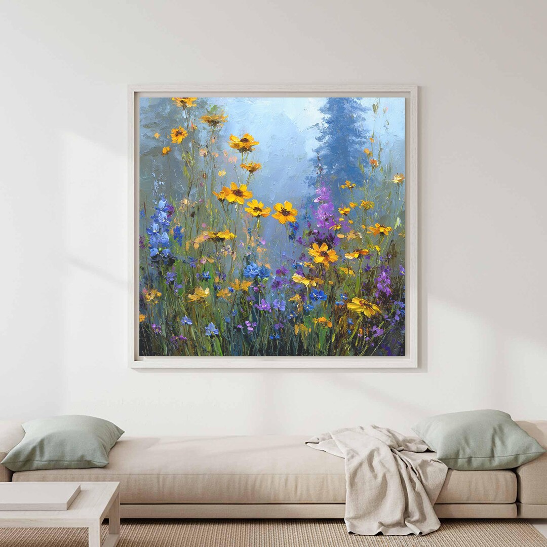Wildflower Meadow Canvas Print - Impressionist Floral Wall Art - Etsy