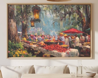 Louisiana Crawfish Boil Canvas Print - Impressionist Southern Art