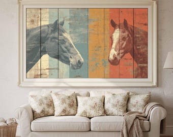 Western Horse Wall Art - Rustic Vintage Print for Home Decor
