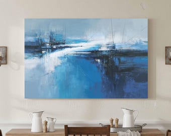 Abstract Blue Ocean Wall Art - Contemporary Seascape Canvas Print