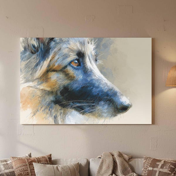 Belgian Shepherd Dog Portrait Canvas Art - Watercolor Pet Print