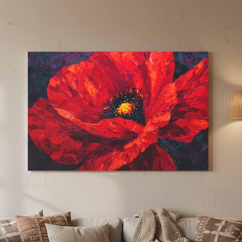 Red Poppy Flower Wall Art - Bold Floral Canvas Print - Etsy