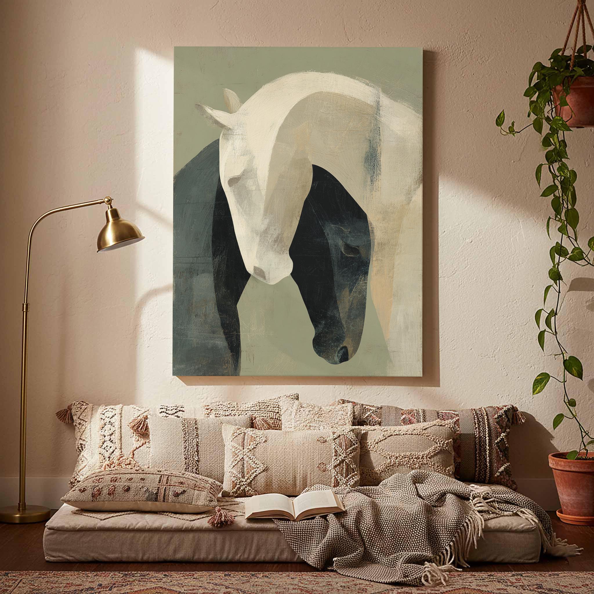 Abstract Horse Wall Art - Minimalist Equine Canvas Print - Etsy