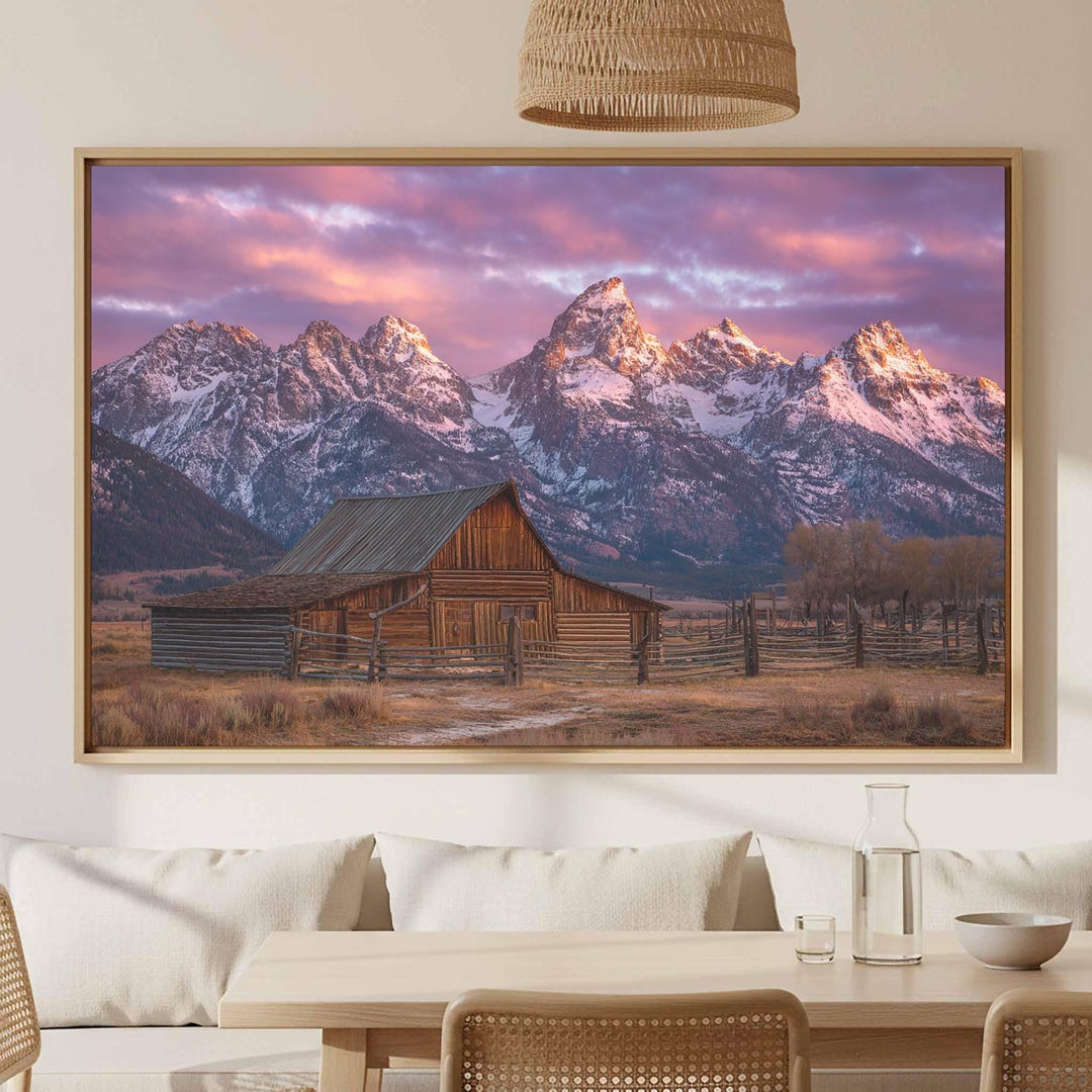 Rustic Mountain Barn Canvas Wall Art - Western Landscape Print - Etsy