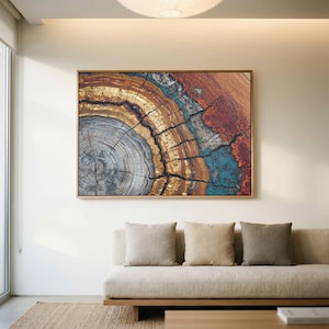 Tree Ring Cross Section Wall Art - Abstract Wood Growth Print
