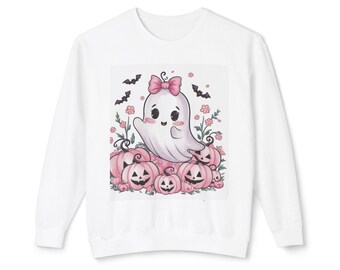 Cute Ghost and Pumpkin Crewneck Sweatshirt, Halloween Sweatshirt, Cozy Fall Outfit, Unisex Sweatshirt, Cute Ghost Apparel, Spooky [...]