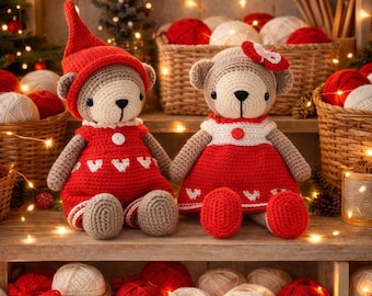 Bo and Beth Cozy Bears Crochet Pattern PDF – Amigurumi Teddy Bear Doll Tutorial, Cute Handmade Toy, Instant Download