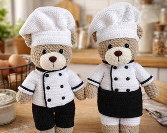 Crochet Bear Chef Pattern PDF | Amigurumi Teddy Bear Chef | Crochet Toy Pattern | Handmade Bear Chef Doll | Crochet Gift Pattern