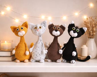 Katze Muster häkeln - DIY Amigurumi Cat Kit | Handgemachte Häkelanleitung für Katzen | Leicht zu verstehende Katzen | Amigurumi Craft Pattern für Anfänger