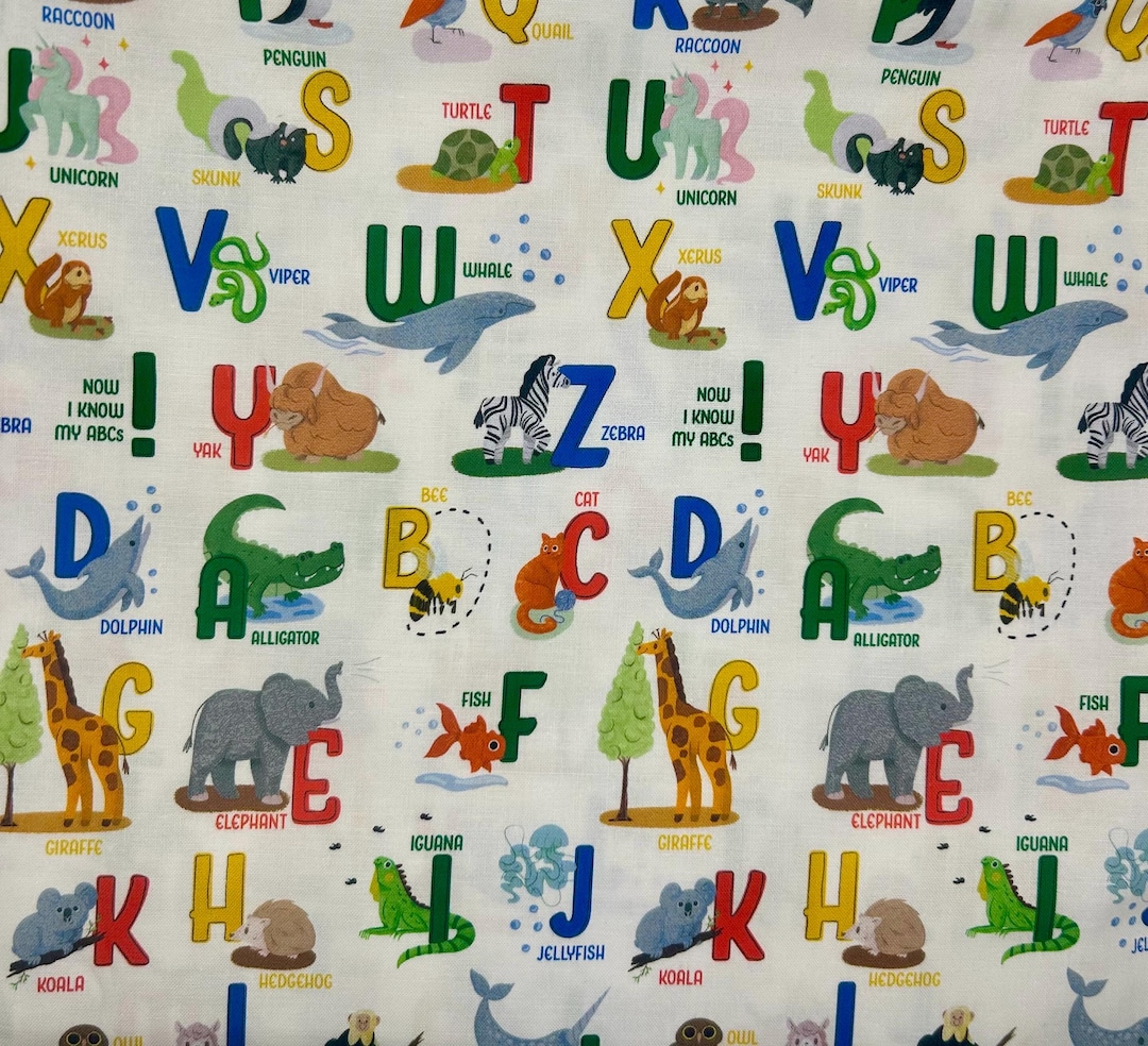 Alphabet Fabric 100% Cotton - Etsy