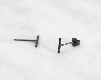 Tiny line stud earrings in silver