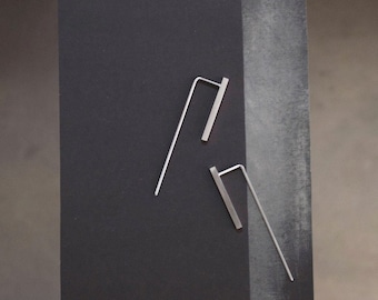 Front and back long bar earring
