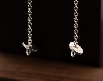 Long Chain Earrings in silver with Eye-Catching Discs in movement / Best gift for design lovers